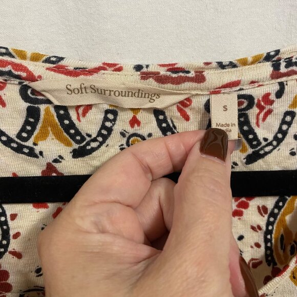 Soft Surroundings Linen Blend Sugar Maple Boho Tunic Top Size S - Picture 5 of 9